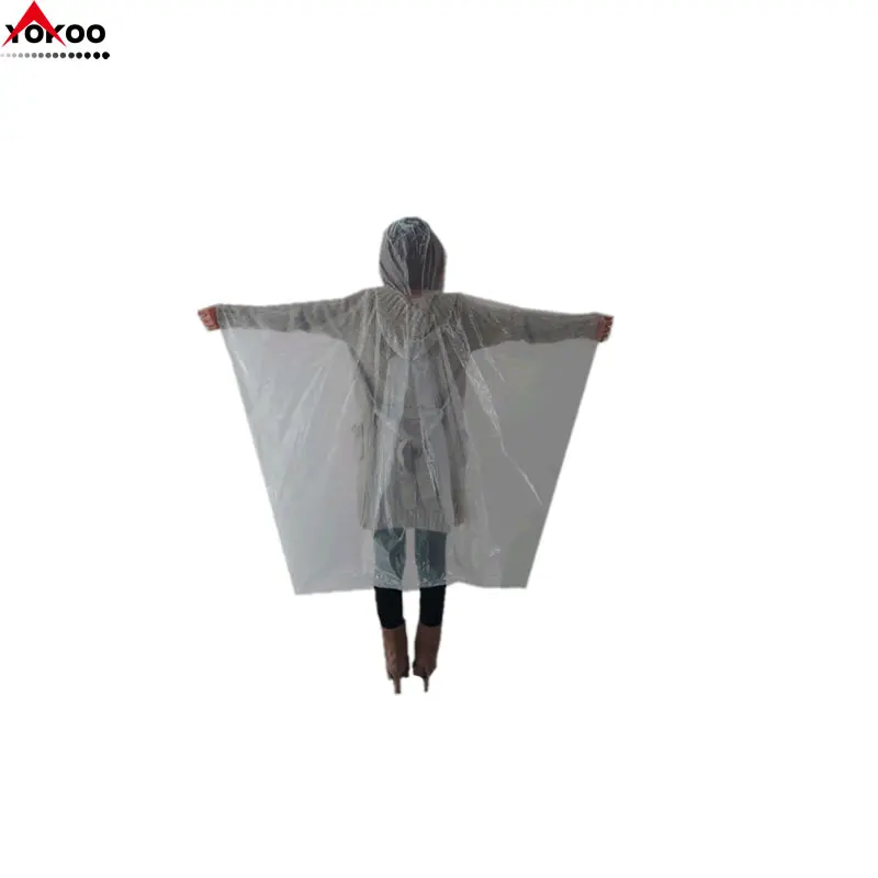 White waterproof disposable rain ponchos with custom logo printing