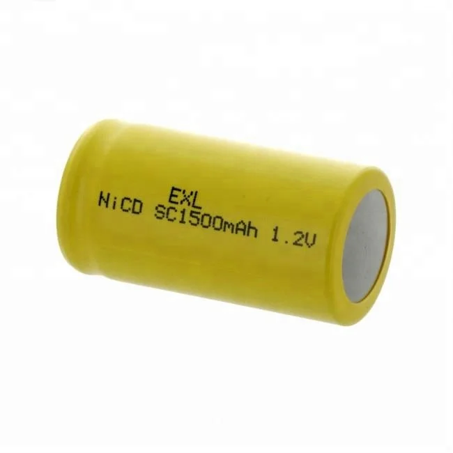 High Temperature NiCd Sub C button top 1.2V 1500mAh Nickel Cadmium battery Cylindrical cell rechargeable Batteries for headlight