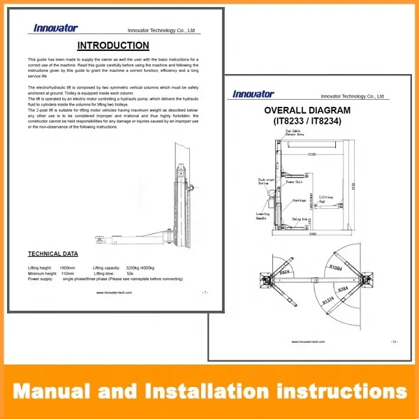 High quality speciality two post lift peak IT8234S