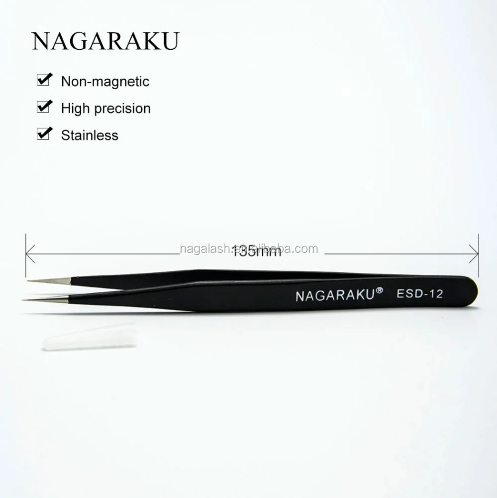 NAGARAKU stainless non-magnetic eyelash extension tweezers false eyelash tweezers private label