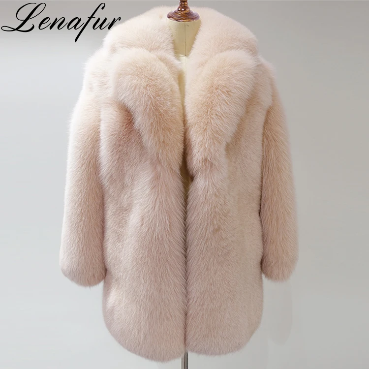 Wholesale Ladies Long Overcoat Real Arctic Fox Fur Coat