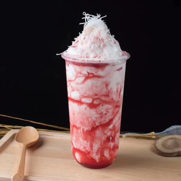 500ml 90 PP U Shape cup Clear Plastic Disposable  cups Boba Bubble Milk Tea Cups