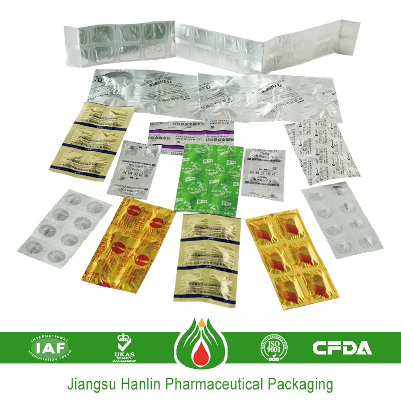 pill colored strip aluminium foil pharmaceutical packaging