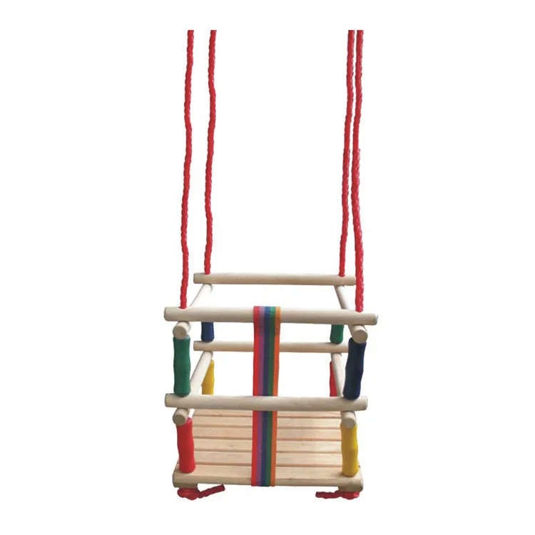 Outdoor wooden baby kids playground toy swing seat