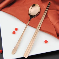 stainless steel Korean style travel  flatware set spoon fork chopstick cutlery set