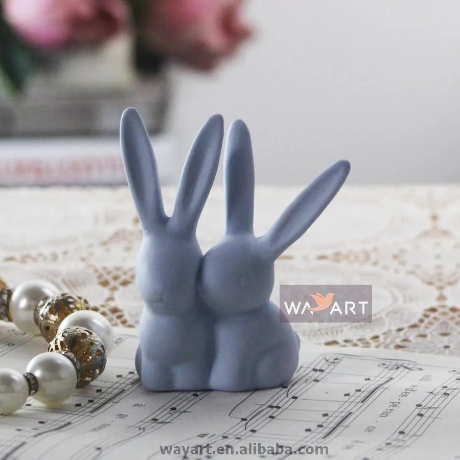 Lovely Ceramic Rabbit Ring Holder Jewelry Box