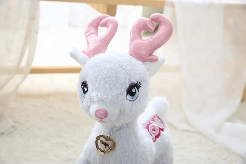 Realistic Stuffed Plush Toy Deer White Love shaped