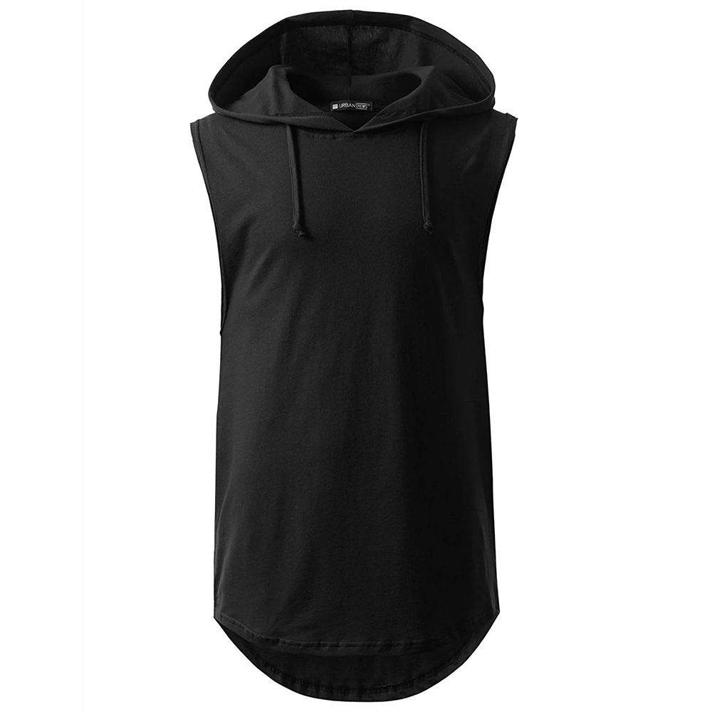 
Mens Hipster Hip Hop Hoodie Mens Longline Pullover Hoodies Sleeveless Hoodie Shirt 