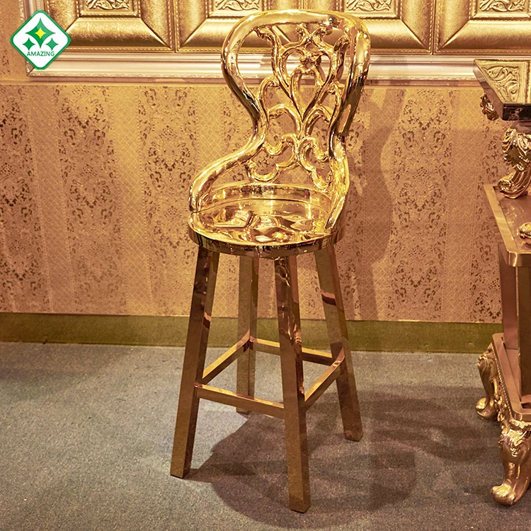 
Innovative design Hot sale modern gold stainless steel high bar stool four legs bar chair 