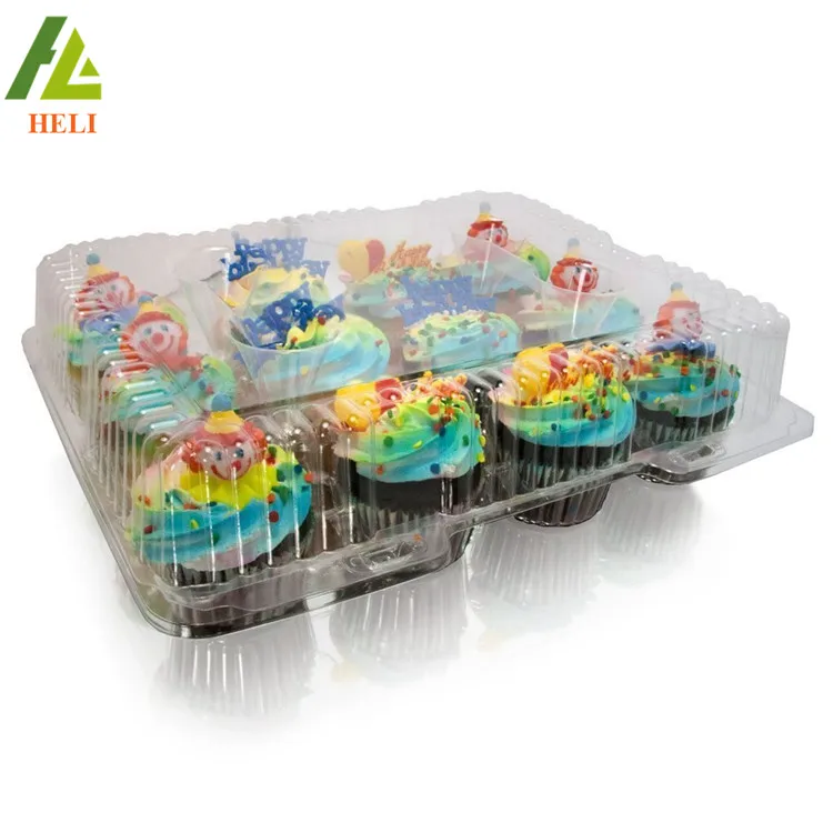 Factory Supply Clear Clamshell Plastic 12 Pack Cupcake Containers