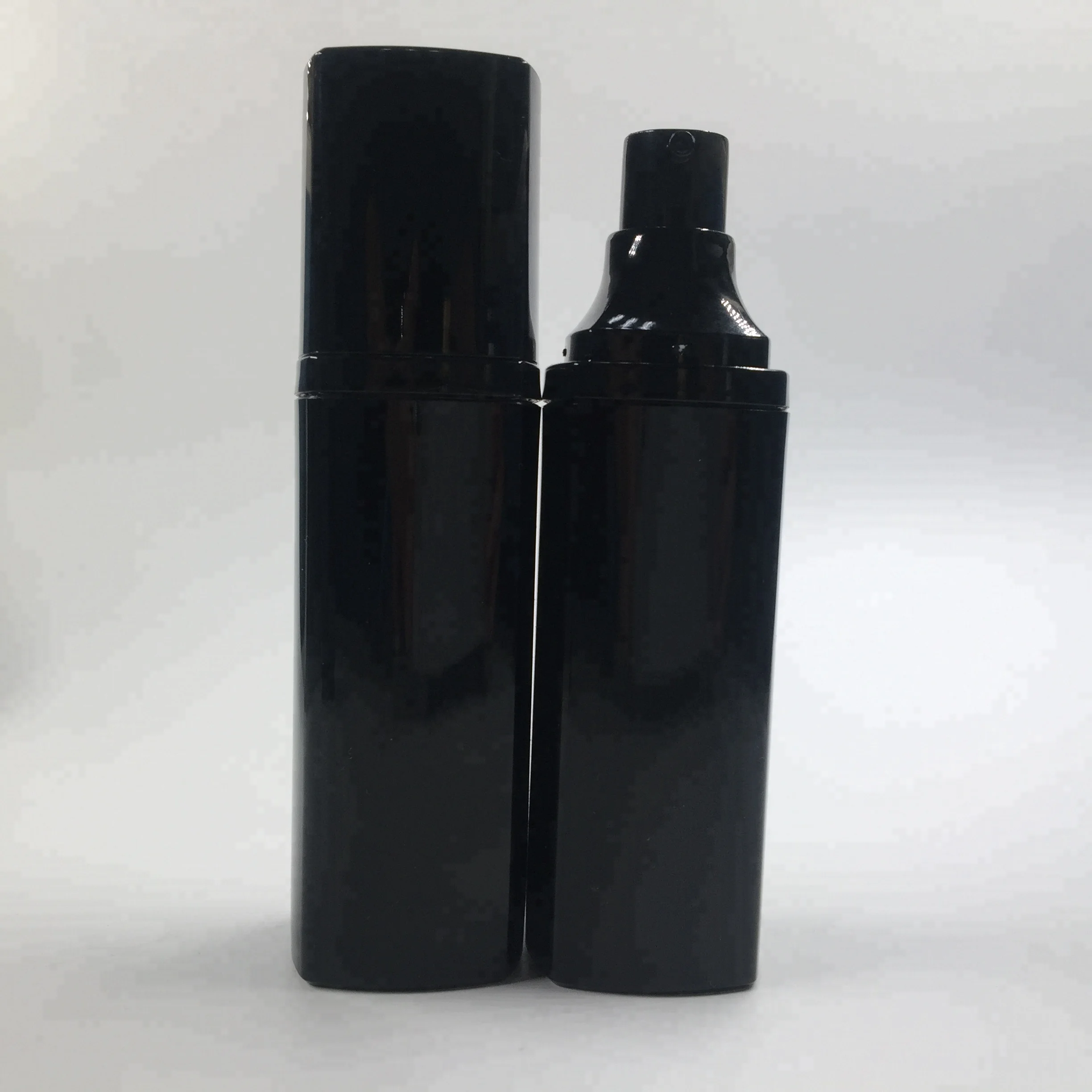 luxury black square acrylic vacuum airless pump cosmetic bottle for liquid foundation