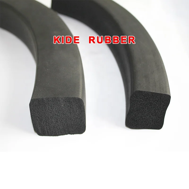 Black rectangular epdm rubber sponge seal strip epdm foam weather stripping