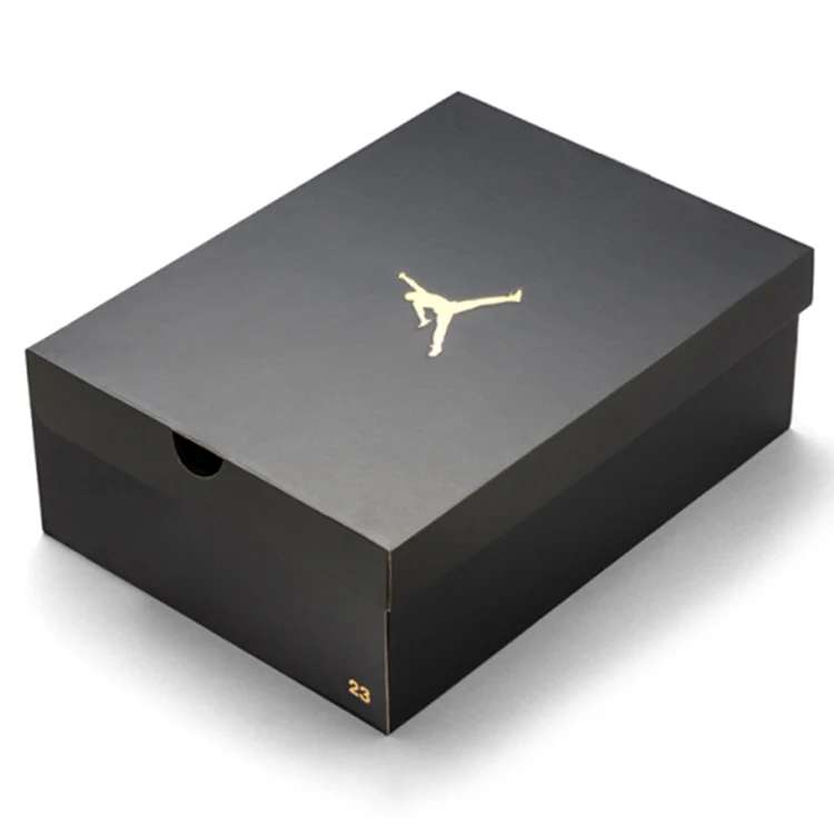 custom drawer black cardboard paper packaging sandals black side drop sneaker shoe boxes