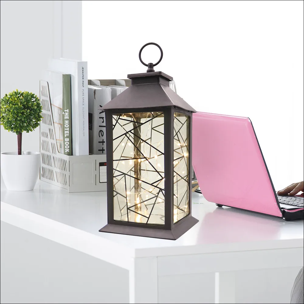 Золотой винтажный строительный фонарь для подвешивания двора украшение свадьбы со светодиодной гирляндой из медной проволоки