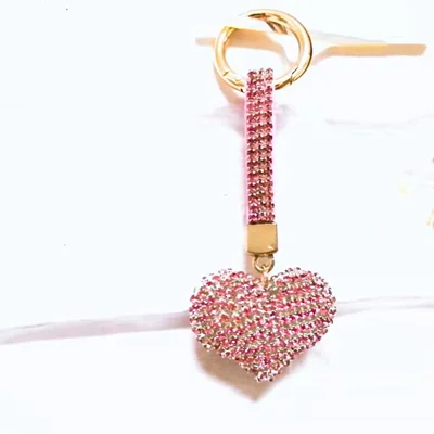 Fashion diamond rhinestone heart shape keychain for bag