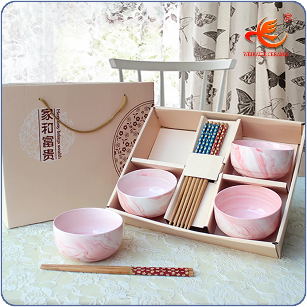 WKTB009 Special design korean marble porcelain bowl ceramic cereal rice bowl set bowl