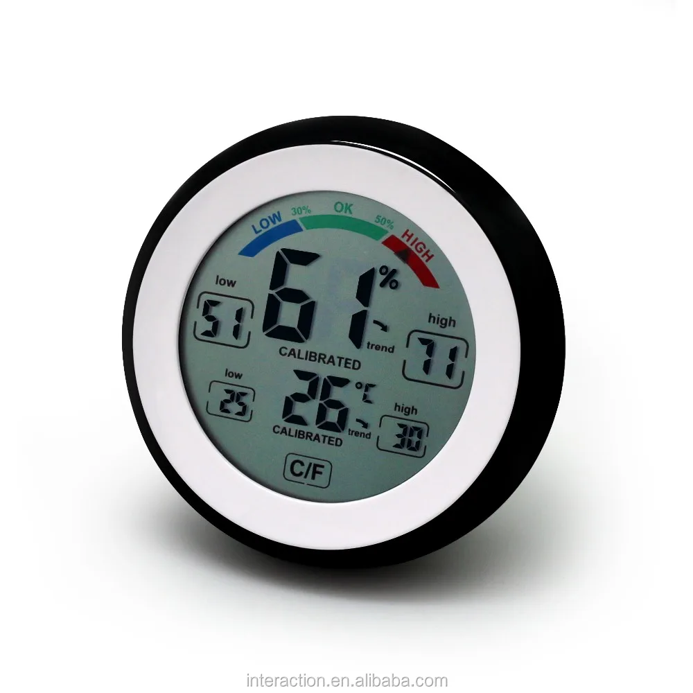 Digital indoor LCD thermometer hygrometer with temperature trend