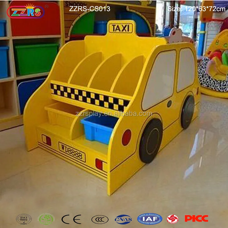 
kindergarten preschool equipment wooden portable book shelf for kids 