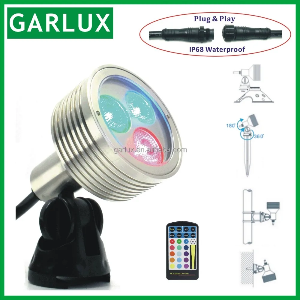 12v 8 watt multi color led landscape light rgb color changing led flood light garden spike light