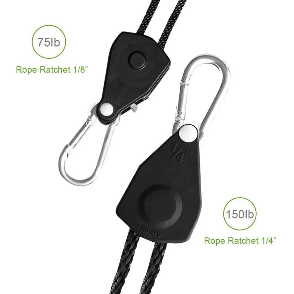 
Adjustable grow light reflector clip hanger rope ratchet 