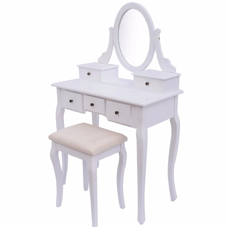 Cheap Vanity Modern Girl White Wood Simple Dressing Table with Drawer