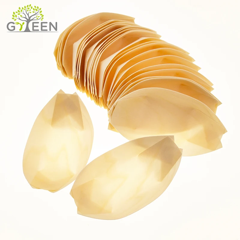 Japanese Serving Boat Disposable Wooden Sushi Plate Sushi Trays Wood White Fast Food Carton