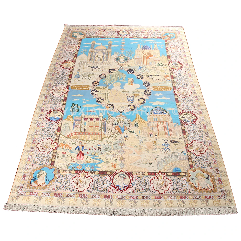 Yuxiang 6.5*10ft Constellation Design Silk Handmade Persian Rugs for Home Decor