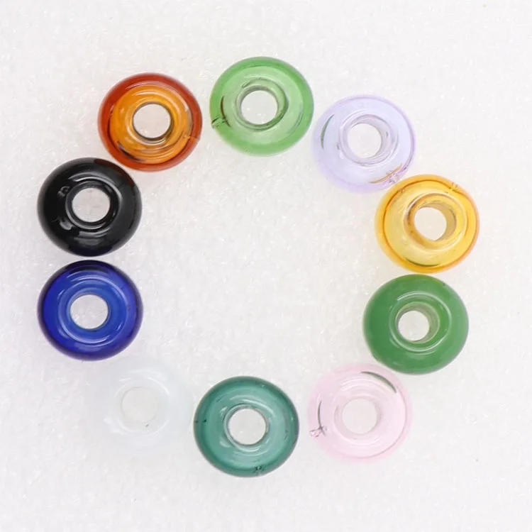 Blown Glass Hollow Big Hole Beads 10x14mm Rondelle Handmade Essential Oil Beads for 925 sterling silver Europe Charm Bracelet