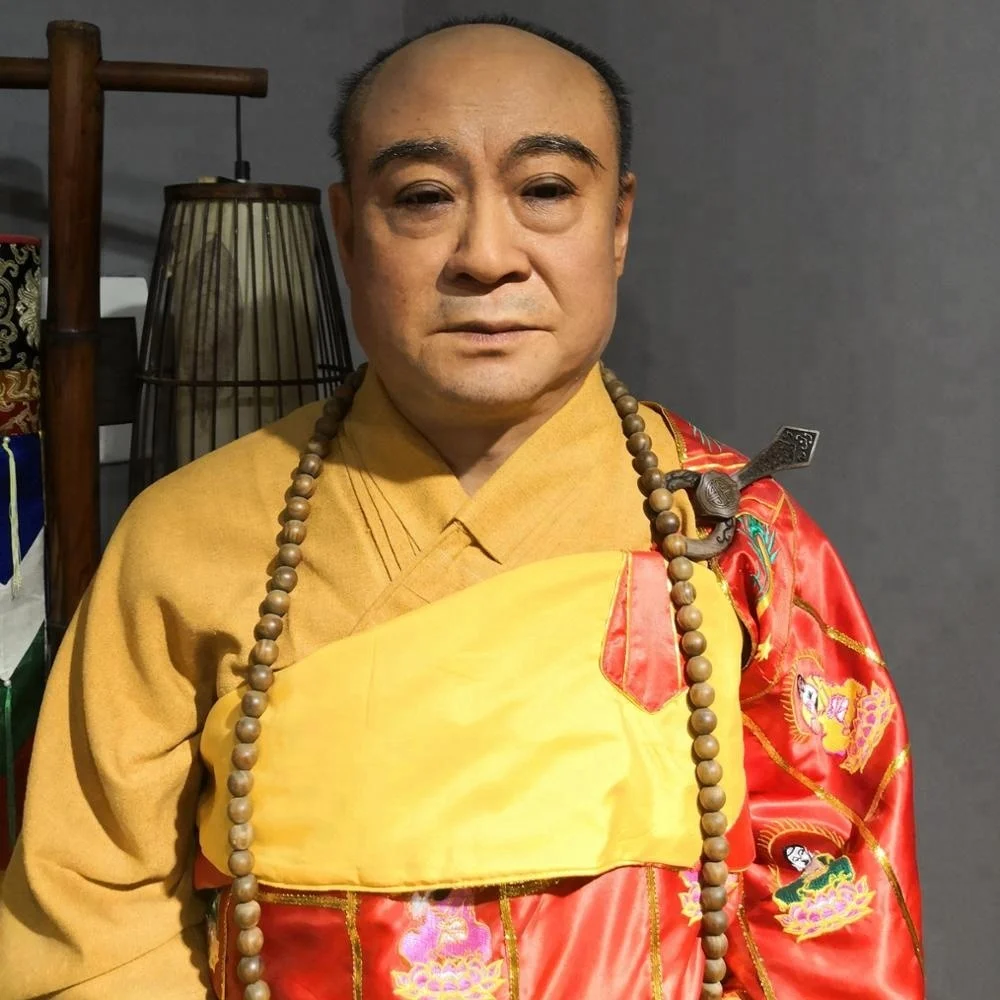 High simulate head silicon sculpture, monk head mannequin, wax museum realistic