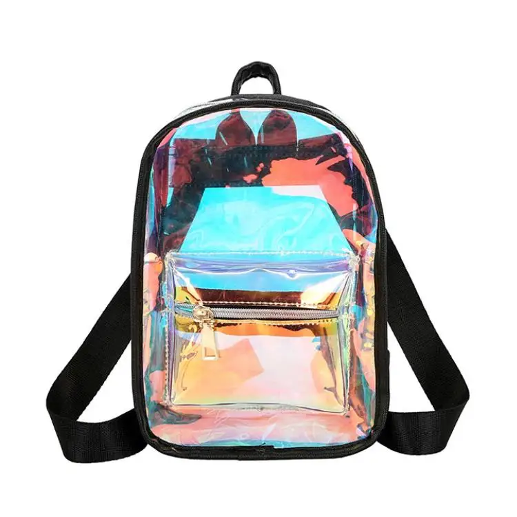 
kids jelly holographic backpack girl fashion new clear pvc laser college backpack 