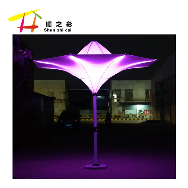factory outdoor shade tulip flower umbrella decorated patio umbrella with LED light