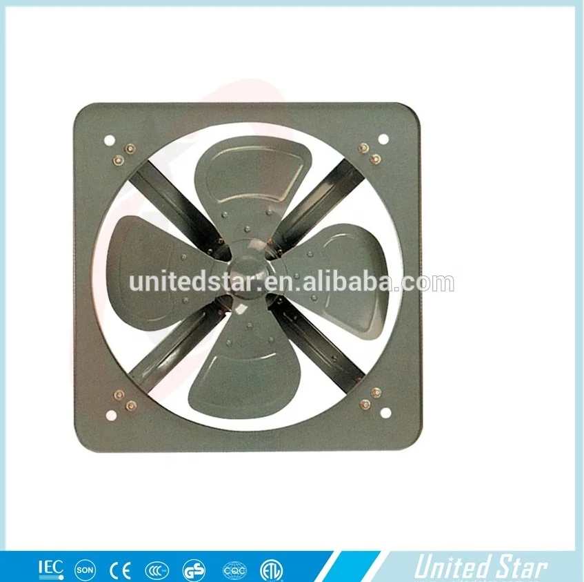 Wall Mounted Smoking Room or Kitchen Exhaust Fan 220V 24 Inch Black Electric Metal Industry 3 Iron Blades Copper Motor 1 Speed