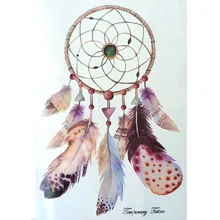 2016 nova moda quente impermeável tatuagem temporária adesivos 21 X 15 CM Dreamcatcher com penas