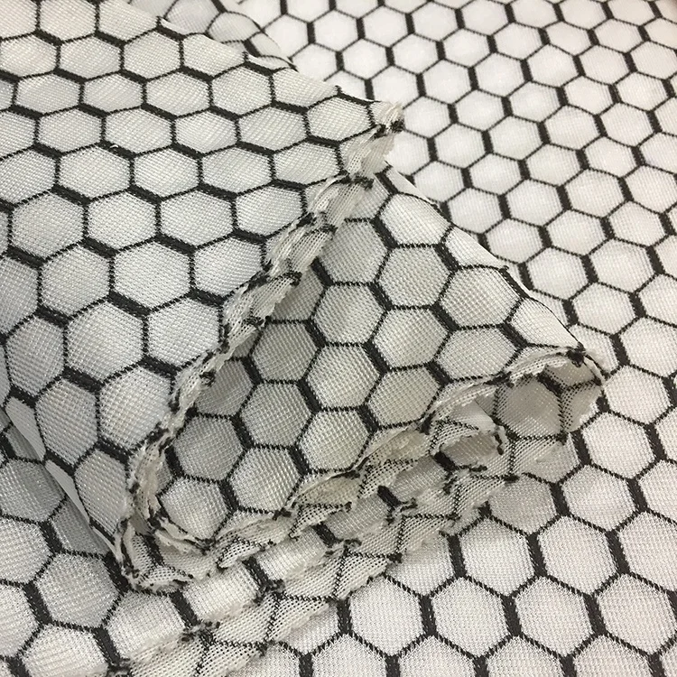 Honeycomb Pattern Black White 100% Polyester Backpack 3D Air Mesh Fabric