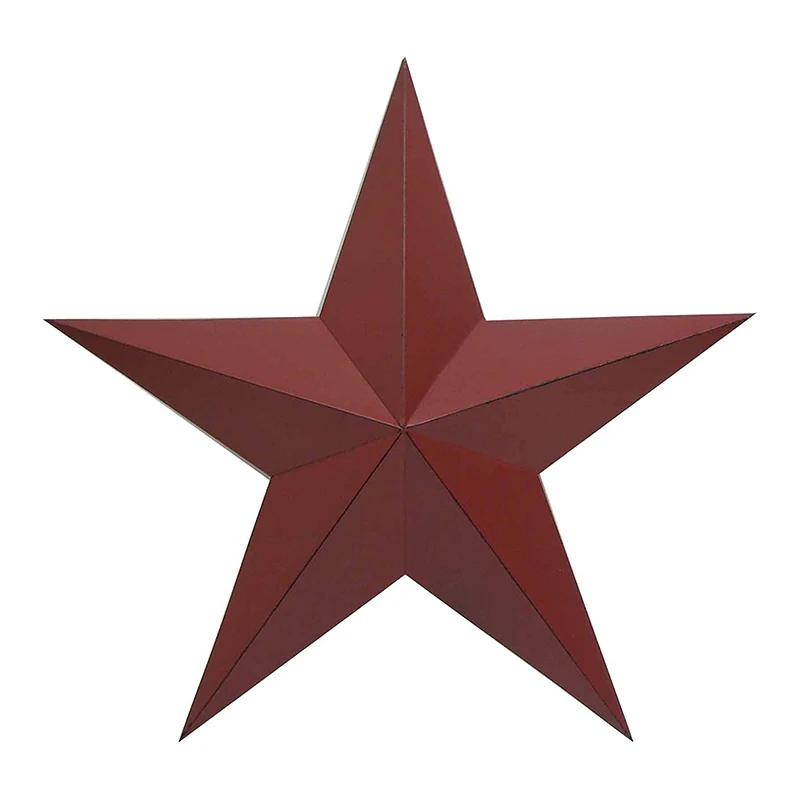 Wall Decor Craft Outlet Antique Star 24-inch, Barn Red Metal Iron Love Europe Wall Art Folk Art Wedding Decoration & Gift Carved