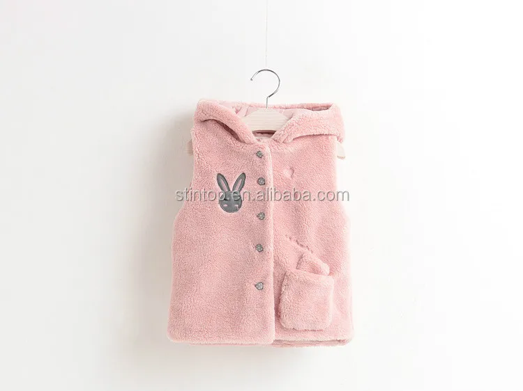 Autumn and winter new rabbit ears hats lambs wool vest baby rabbit waistcoat children hooded vest