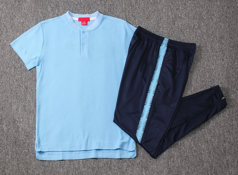 Polyester material newest design 18/19 soccer jersey set paris team polo + set