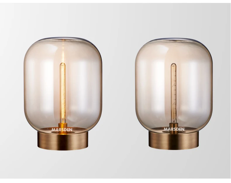MARSDEN ins style modern fashion luxury LED E27 glass copper plating decorative table light table lamp