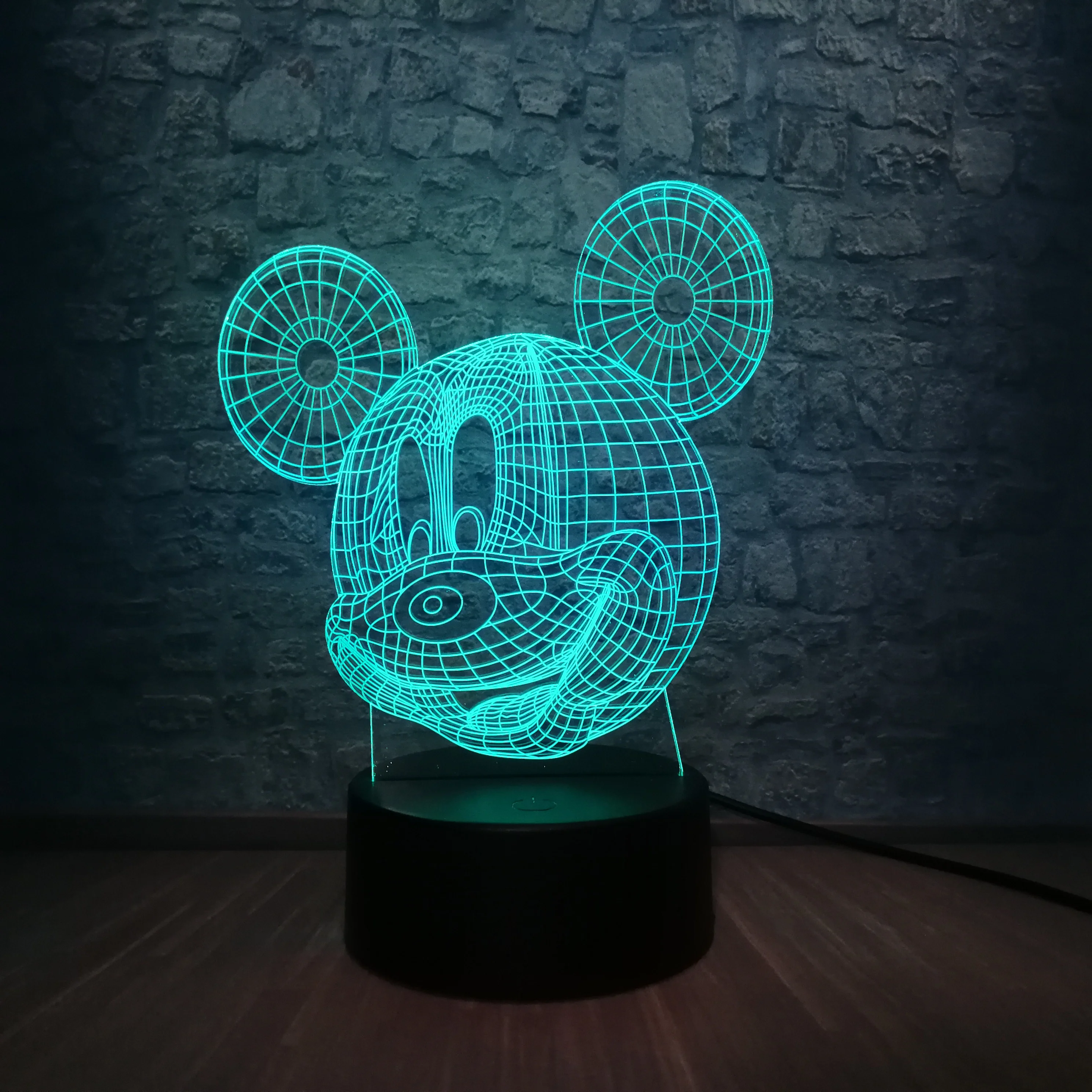 New 2022 Cartoon Kawaii Mickey Mouse 3D LED Night Light Multicolor Illusion Atmosphere Home Decorative Holiday Gift Luminaria