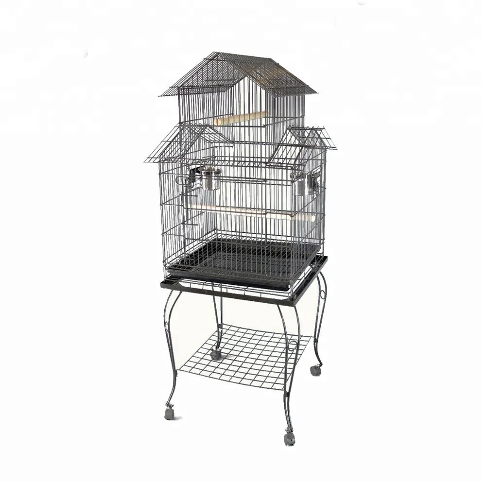 Wrought Lron Large Bird Cage Acrylic Hanging Stand Folding Pet Cage Metal Flight Parrot Extra Large Bird Cage
