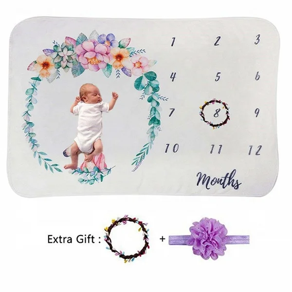 All Natural Super Soft Plush 12 Months Baby Blanket For Photography Prop Fashion New Born Infant Milestone Monthly Baby Blanket