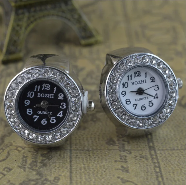 Fashion flower shape finger ring watch for women