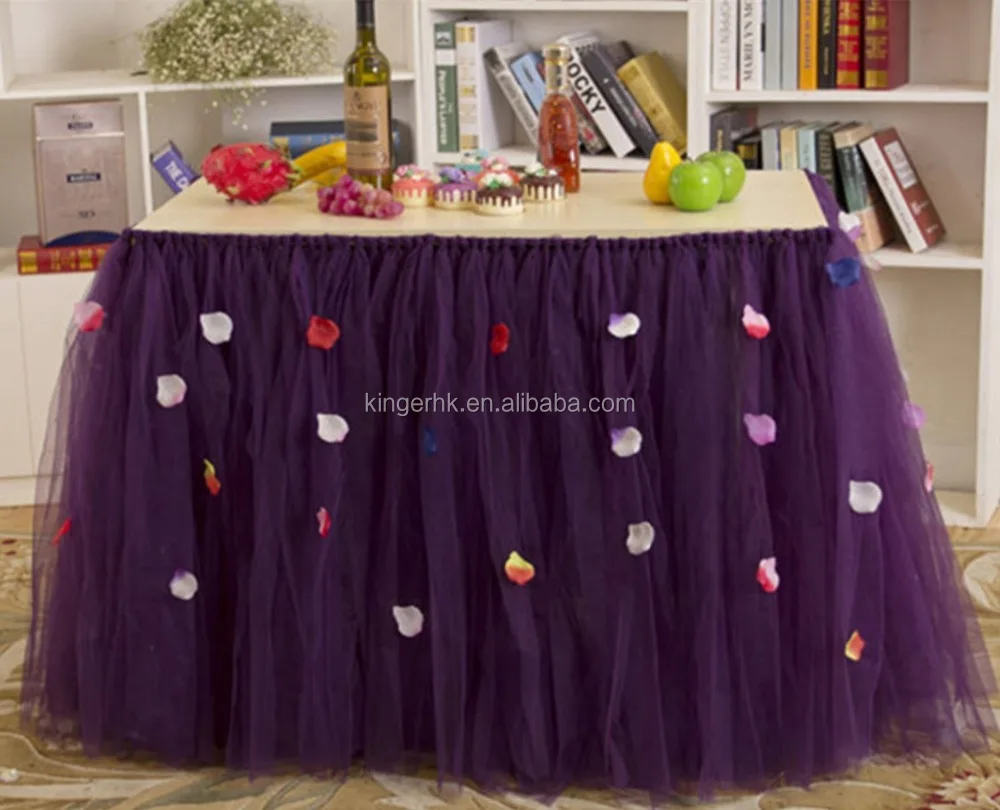 
Elegent wedding table skirts tutu tully for birthday party events decoration 