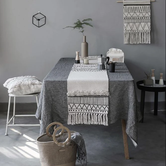 european mexican dining table runner For Home decoration Use Tassels table cloth burlap macrame Table Desk Runner