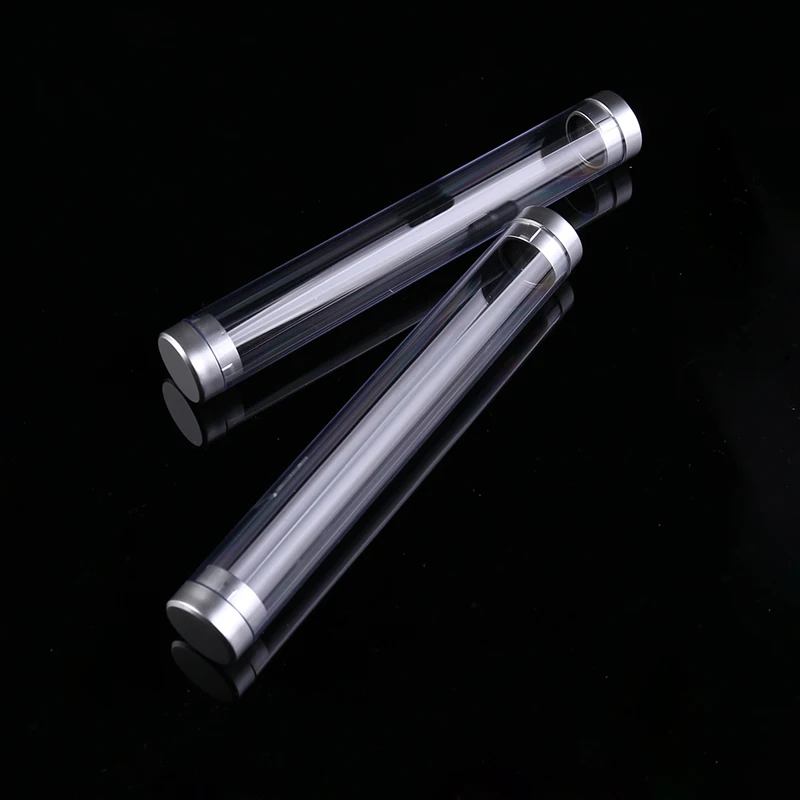 Custom logo promotional metal pen box round cylinder clear Visible plastic packaging for high quality single pen set NO.0859