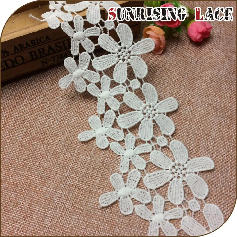 Пользовательская Корейская белая вышивка гипюр кружевная отделка