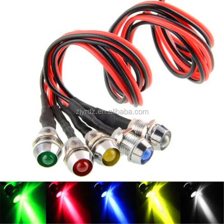 8MM Small Power Supply Metal Light Indicator Light 5MM Lamp Bead LED 12v 24V