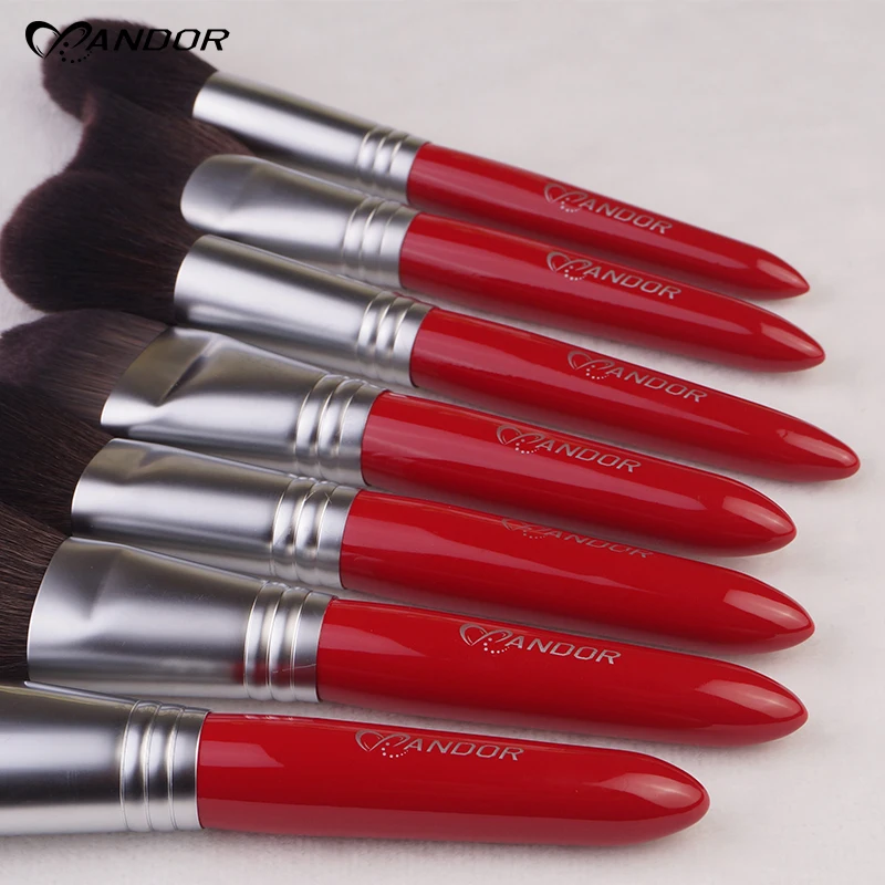 15pcs Red Private label  Make-up Brush Set cleaner Beauty Skin Care   Tools Kit  Foundation blush brushes   black silver