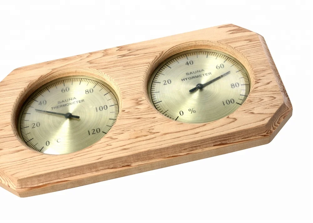 Traditional Wood Sauna Room Wall Mounted Hygrometer And Thermometer