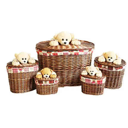 Wholesale wicker laundry basket dirty clothes storage basket with lid